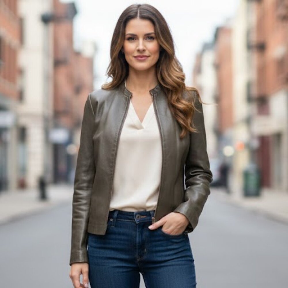Ann Taylor Brown Leather Jacket
